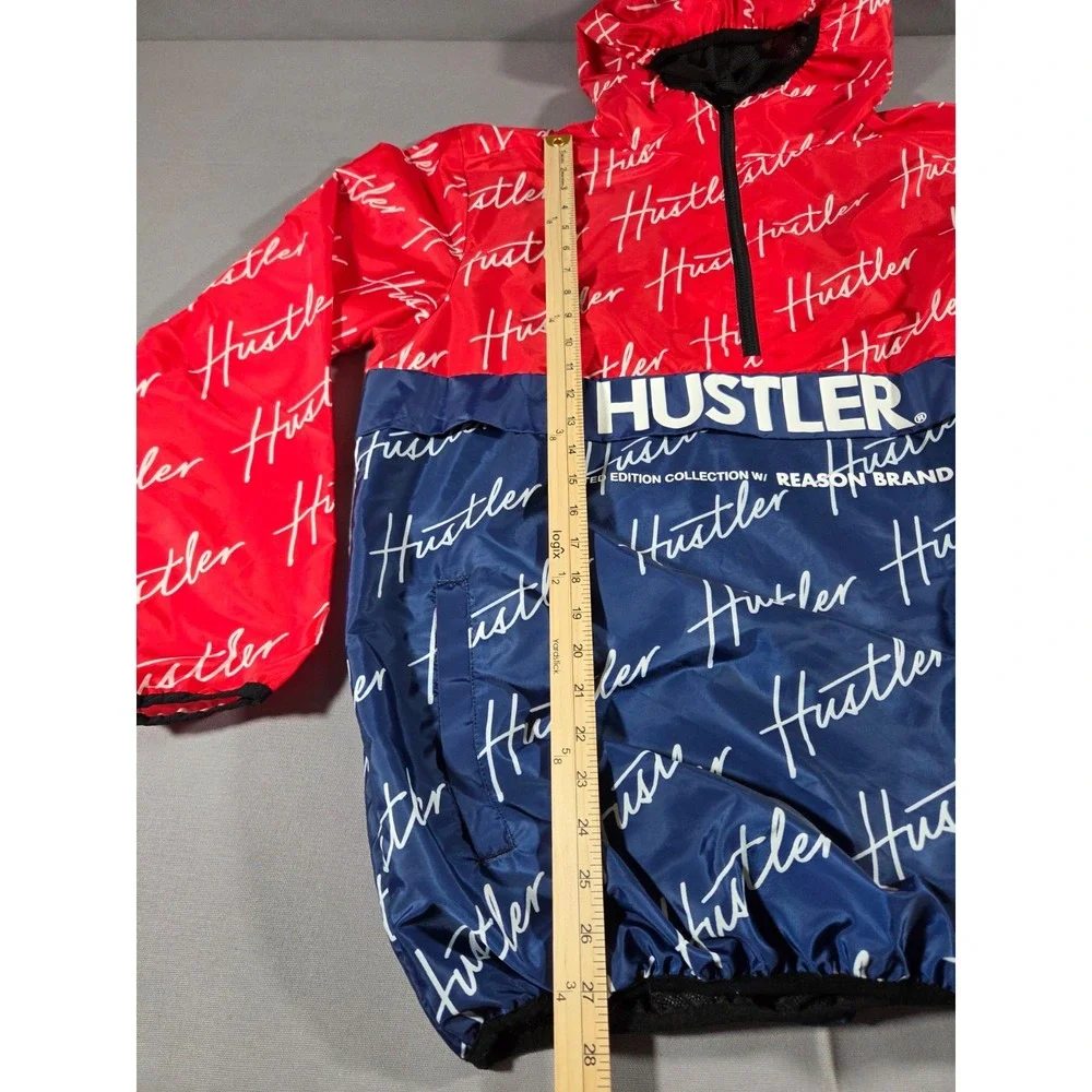 Reason Jacket Mens Extra Large Red Blue Hustler Edition AOP Windbreaker Hooded